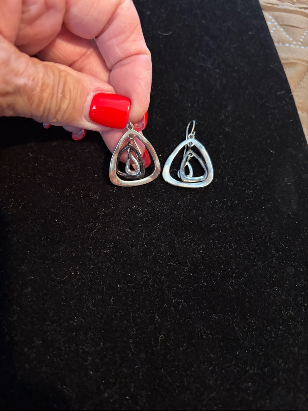 Sterling Silver Teardrop Dangle Earrings - Silver